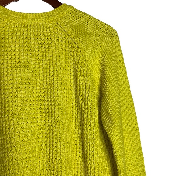 Topshop Chunky Waffle Knit Long Raglan Sleeves Crewneck Bright Yellow Sweater 6 - Picture 11 of 15
